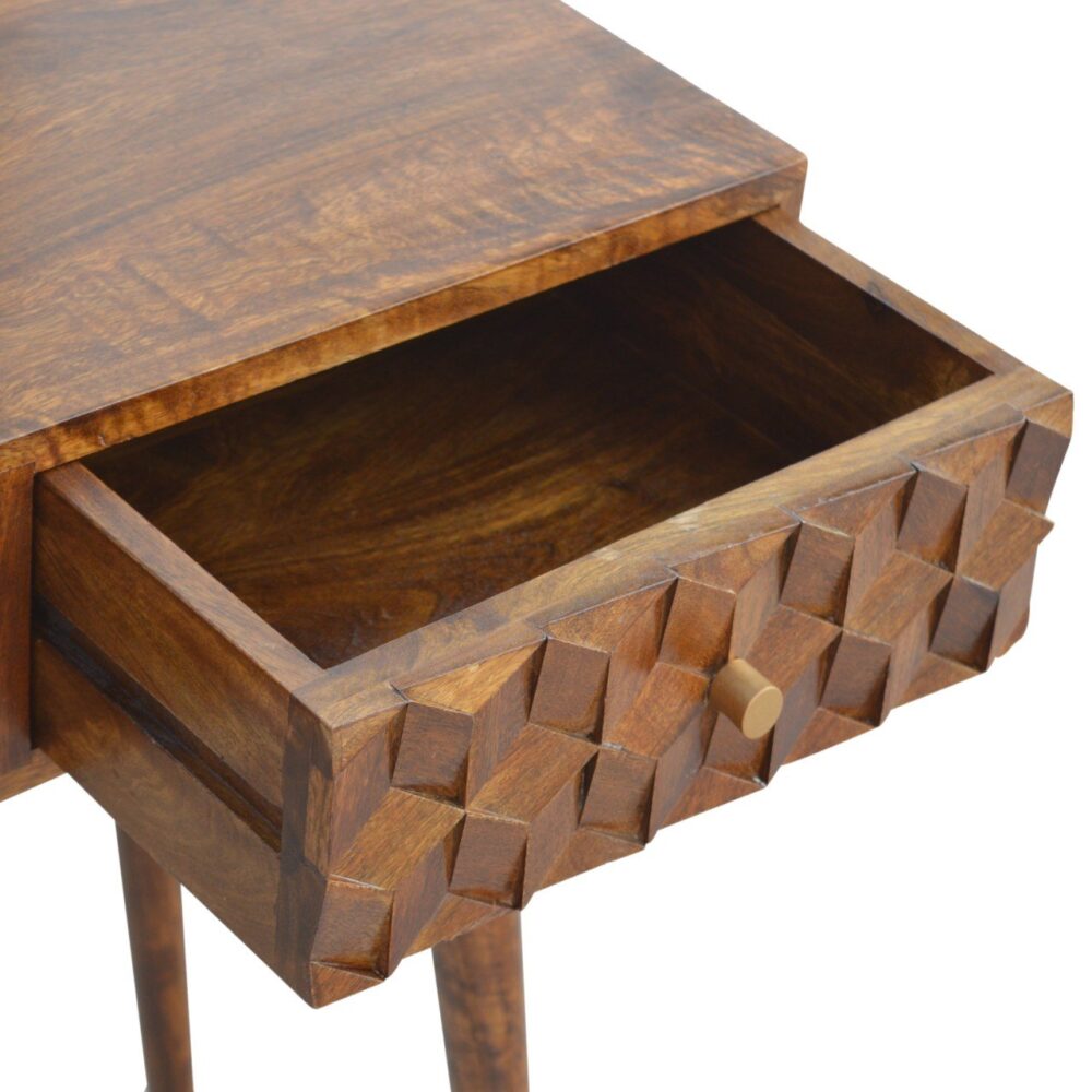 Chestnut Cube Carved Console Table for resell