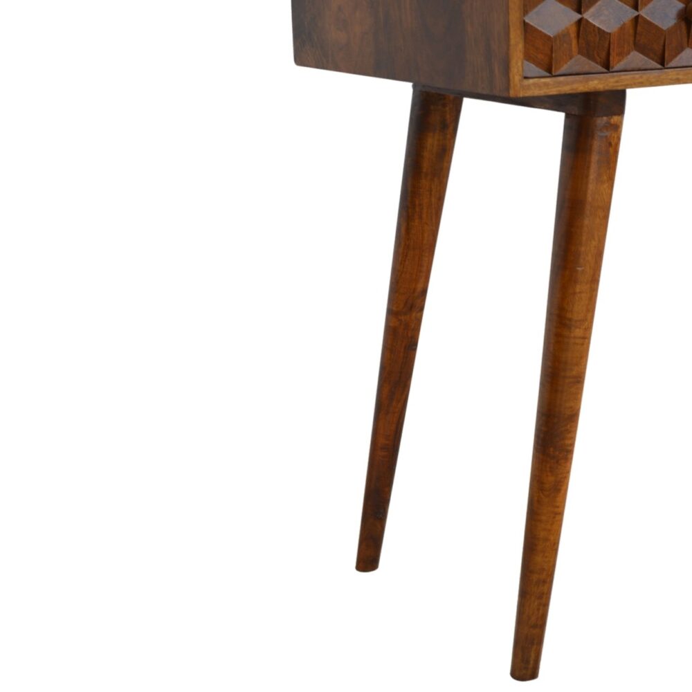 Chestnut Cube Carved Console Table for reselling