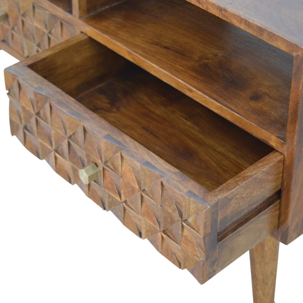 Chestnut Diamond Carved TV Unit for reselling