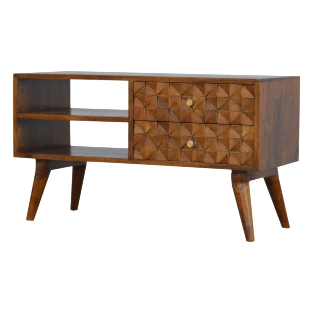 IN791 - Chestnut Diamond Carved Media Unit wholesalers