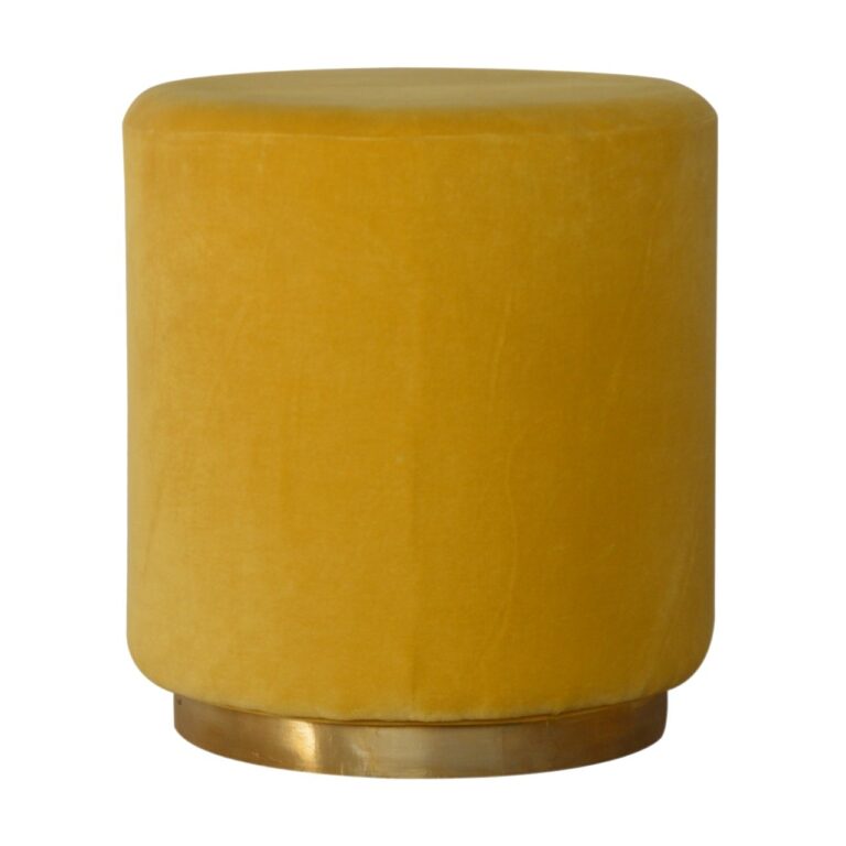 IN818 - Mustard Velvet Footstool with Gold Base for resale