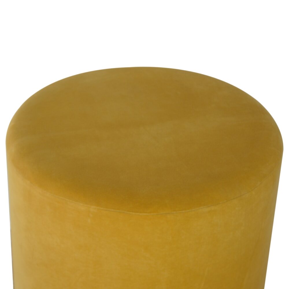 IN818 - Mustard Velvet Footstool with Gold Base for reselling