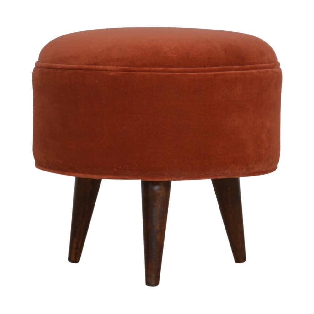 Brick Red Velvet Nordic Style Footstool for resale