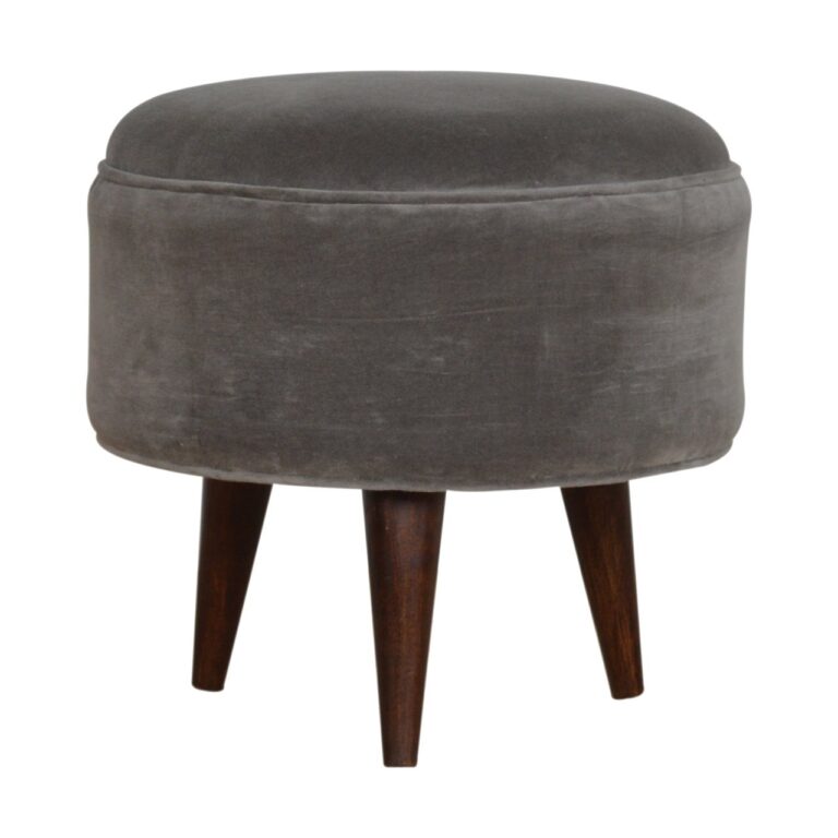 Grey Velvet Nordic Style Footstool for resale