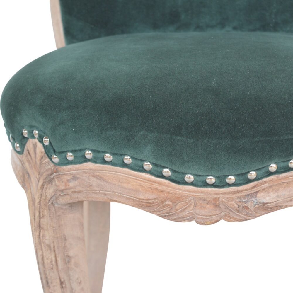 Emerald Green Velvet Studded Chair dropshipping