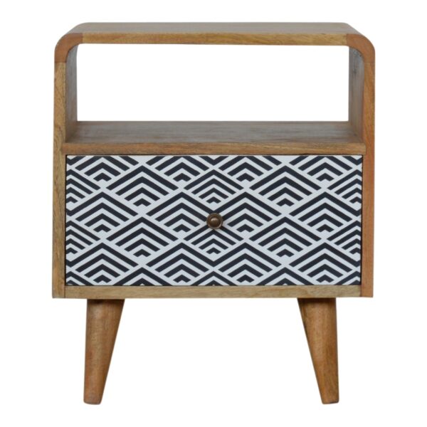 Monochrome Print Bedside with Open Slot for resale