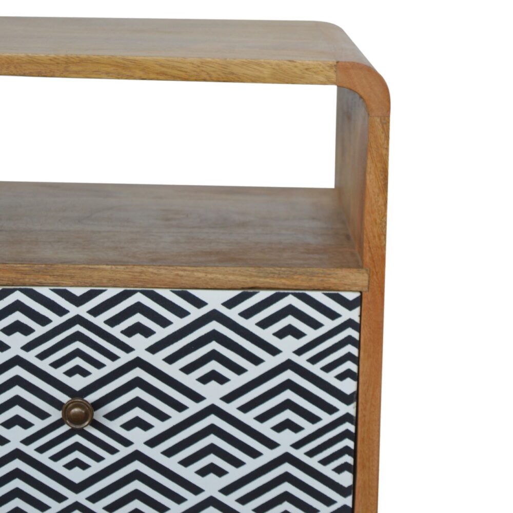 Monochrome Print Bedside with Open Slot for resell