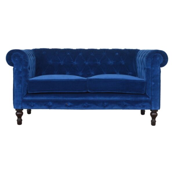 Royal Blue Velvet Chesterfield Sofa for resale