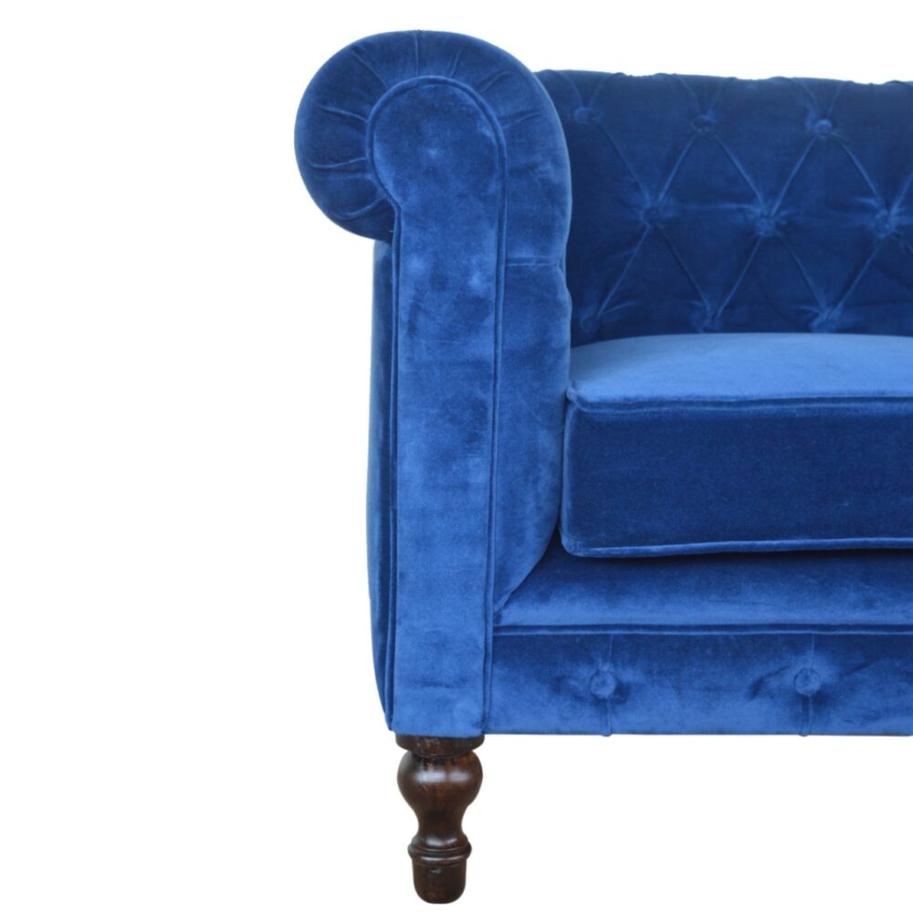 Royal Blue Velvet Chesterfield Sofa for resell