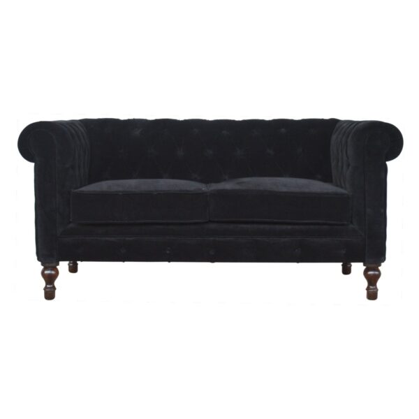 Black Velvet Chesterfield Sofa for resale