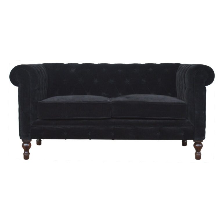 Black Velvet Chesterfield Sofa for resale