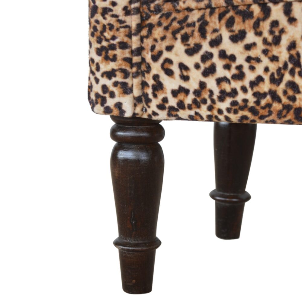 Leopard Print Velvet Bench with Turned Feet for wholesale