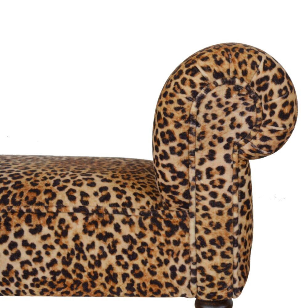 wholesale Leopard Print Velvet Bench with Turned Feet for resale