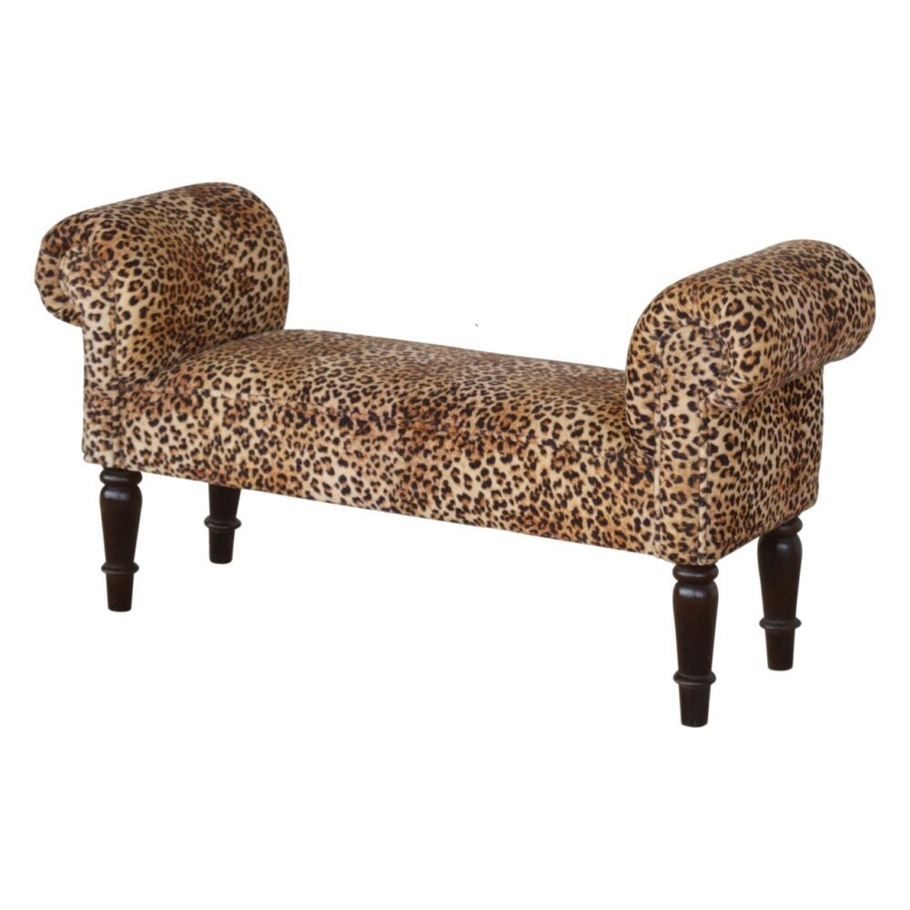 Leopard Print Velvet Bench with Turned Feet wholesalers