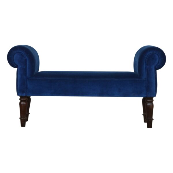 Royal Blue Velvet Bench with Turned Feet for resale