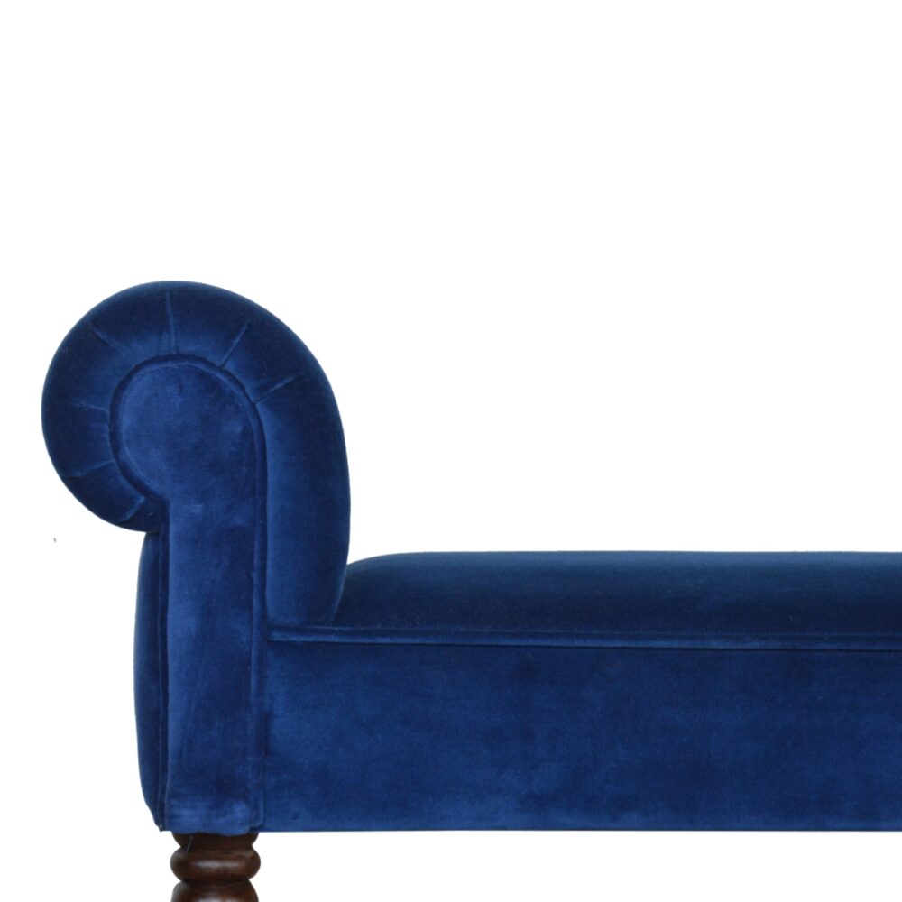 Royal Blue Velvet Bench with Turned Feet dropshipping