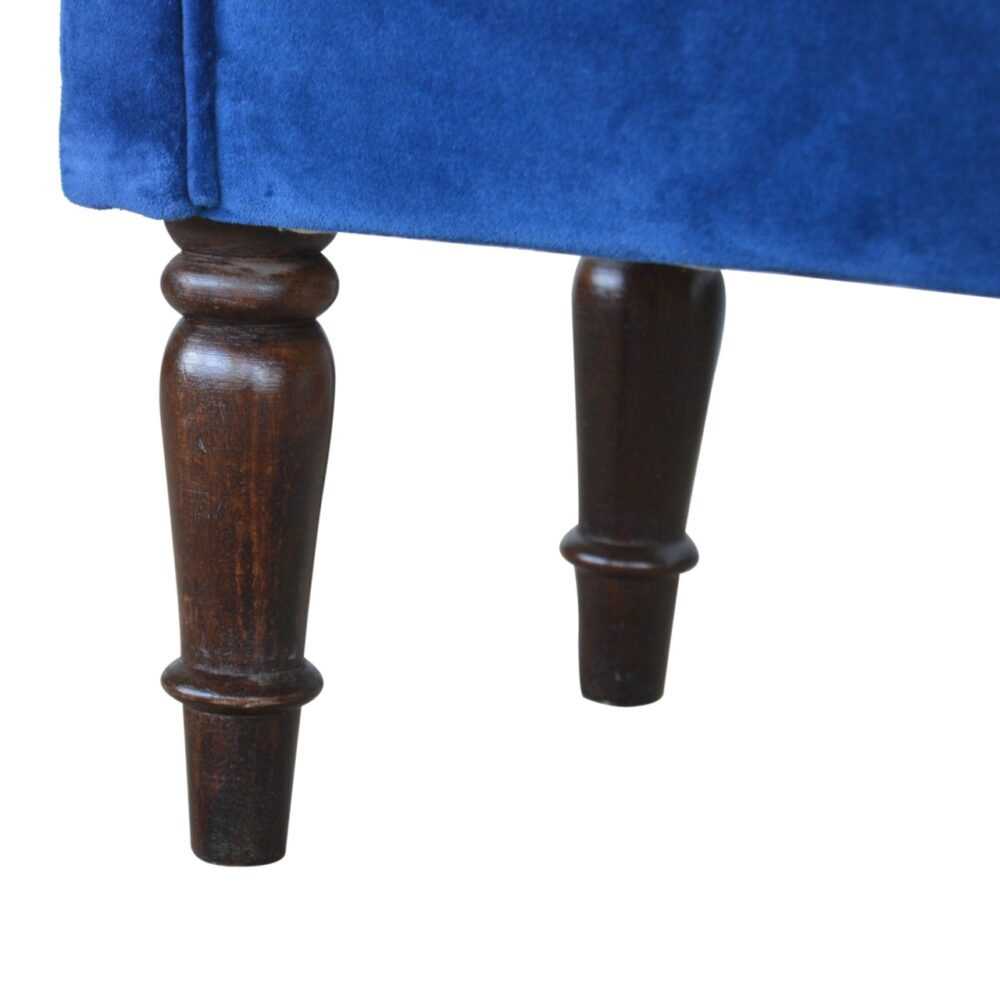 Royal Blue Velvet Bench with Turned Feet for wholesale