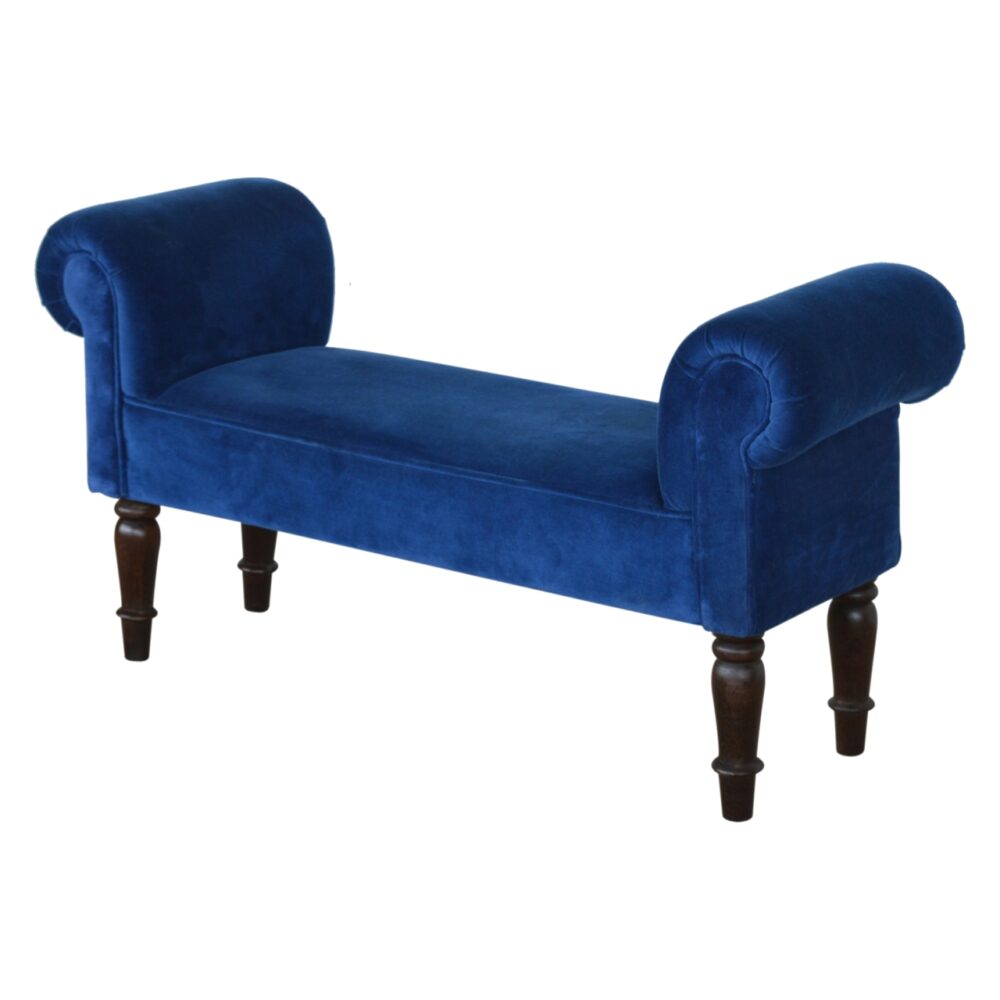 Royal Blue Velvet Bench with Turned Feet wholesalers