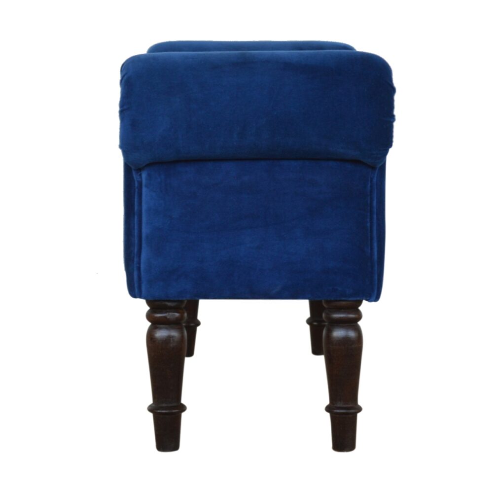 bulk Royal Blue Velvet Bench with Turned Feet for resale