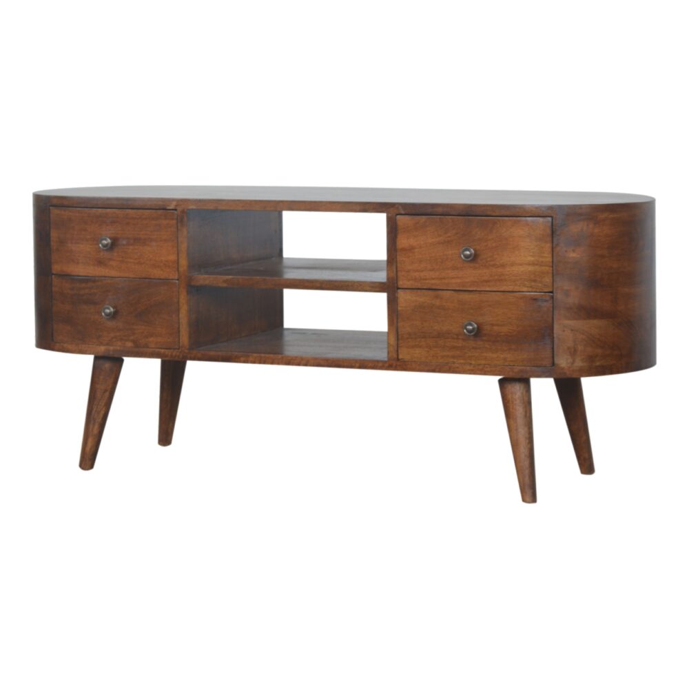 Chestnut Rounded Entertainment Unit wholesalers