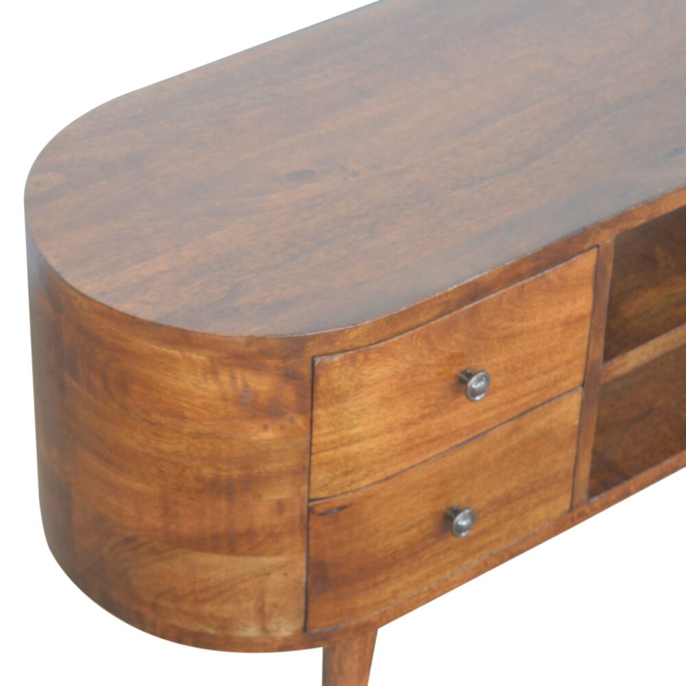 Chestnut Rounded Entertainment Unit dropshipping