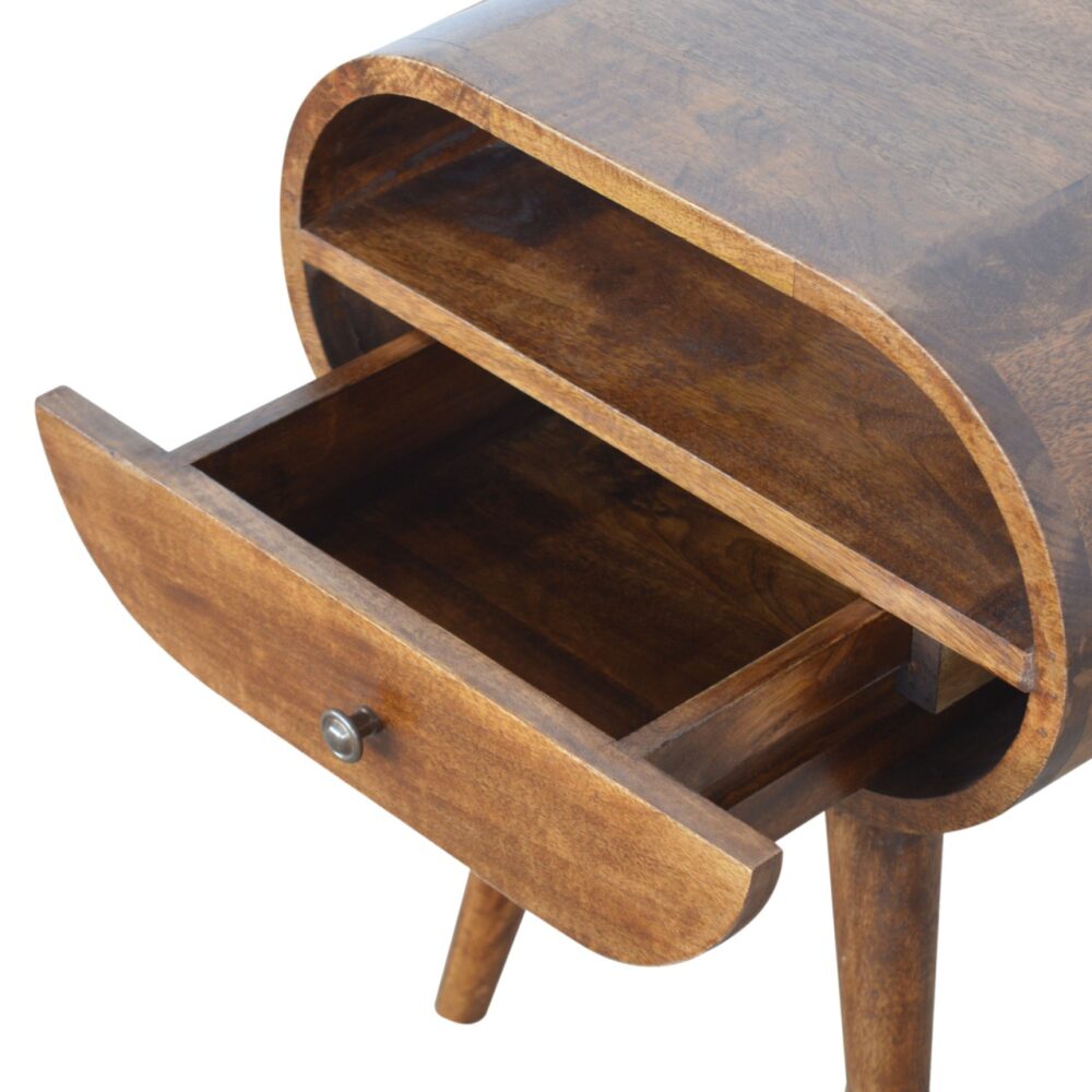 Chestnut Circular Nightstand with Open Slot dropshipping