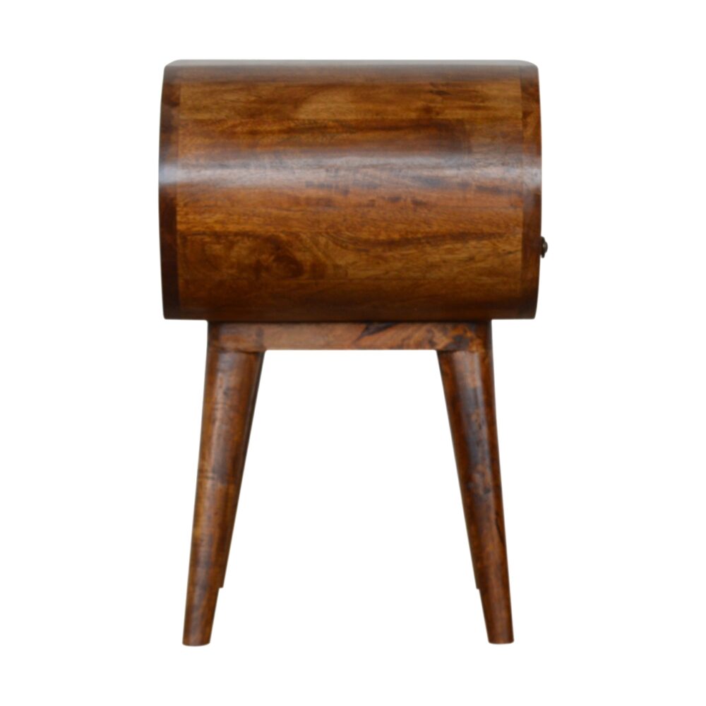 Chestnut Circular Nightstand with Open Slot for wholesale