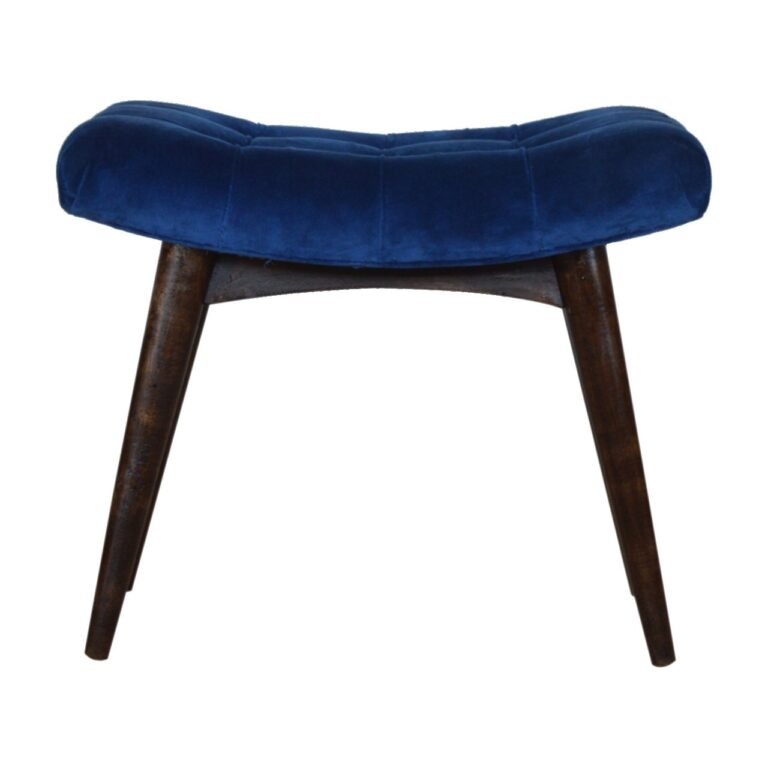 Royal Blue Cotton Velvet Curved Bench for resale