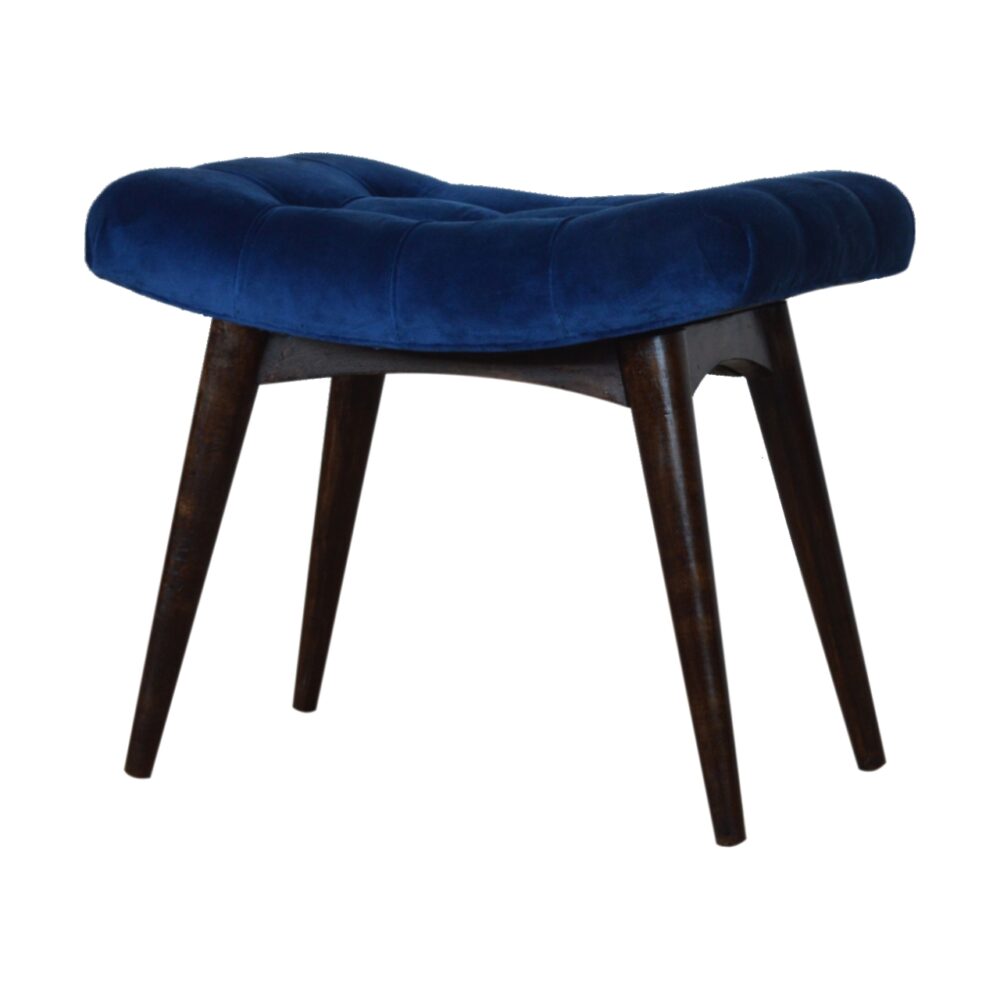 Royal Blue Cotton Velvet Curved Bench dropshipping
