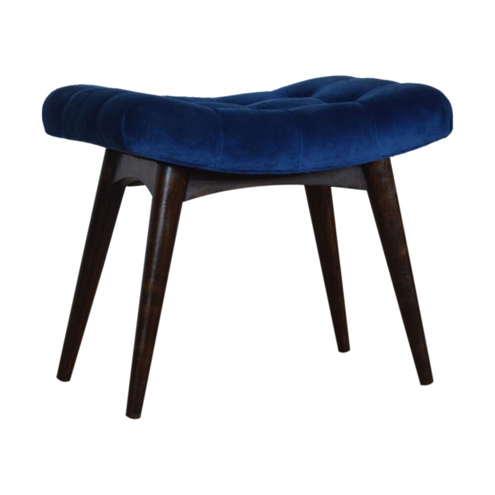 Royal Blue Cotton Velvet Curved Bench for reselling