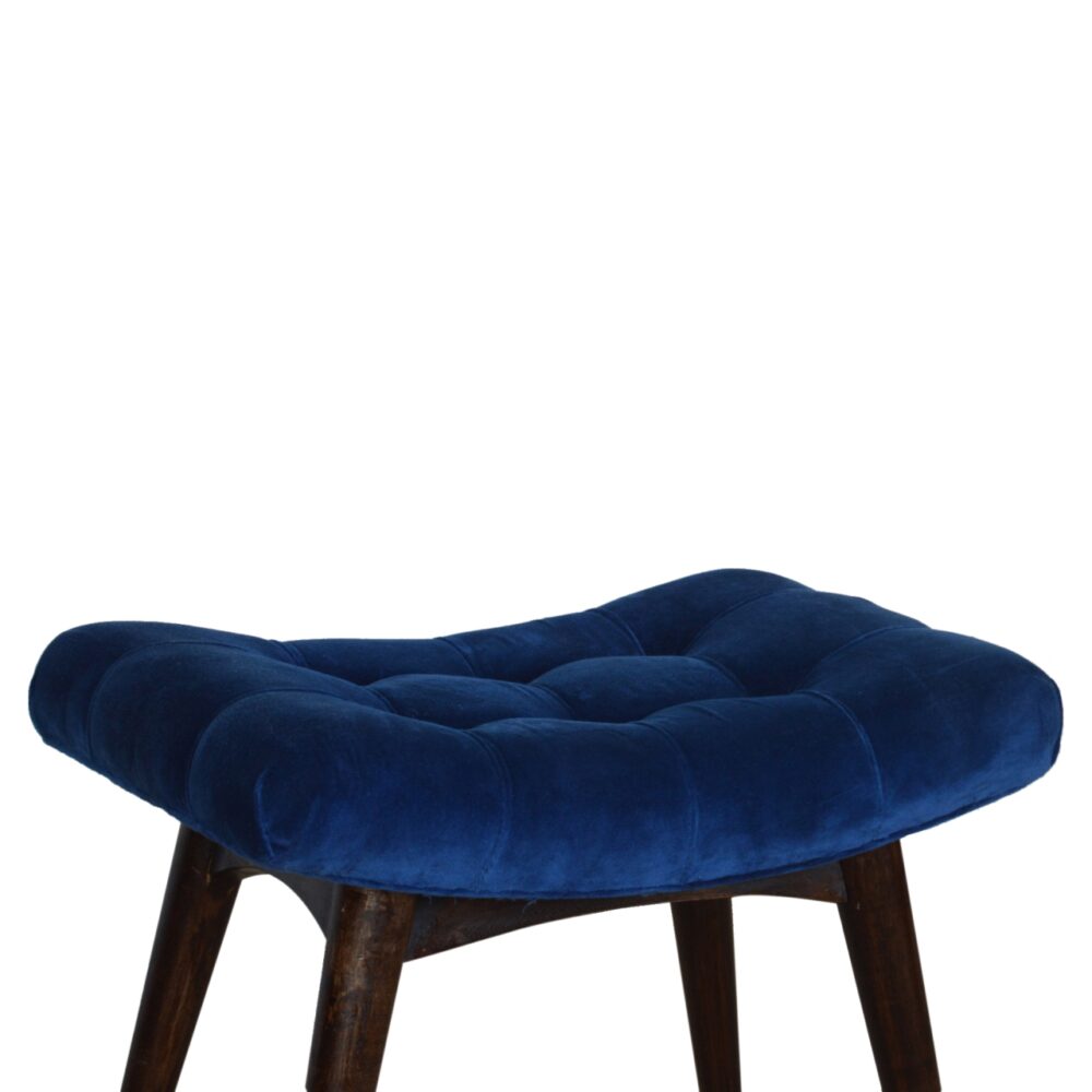 Royal Blue Cotton Velvet Curved Bench wholesalers