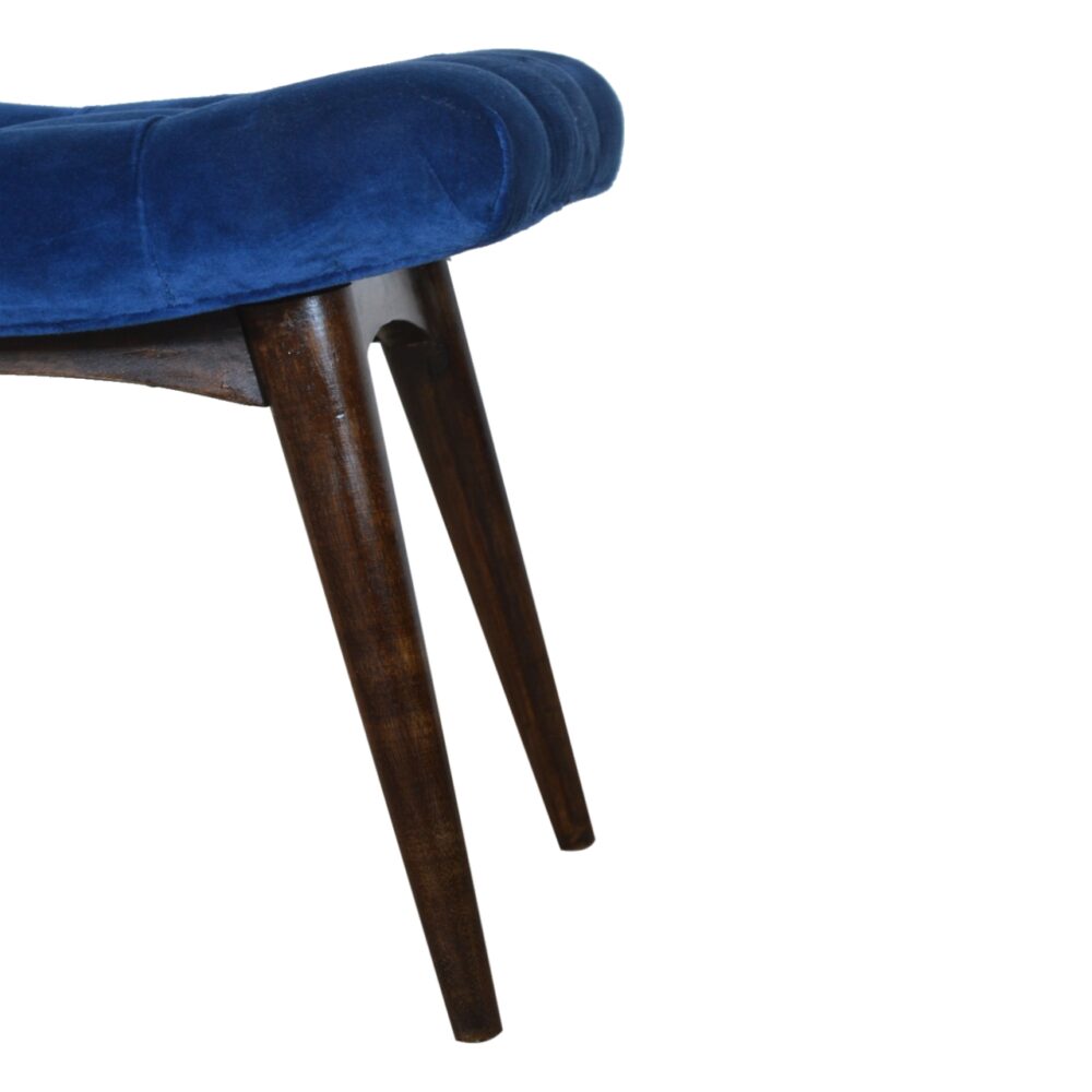 Royal Blue Cotton Velvet Curved Bench for wholesale