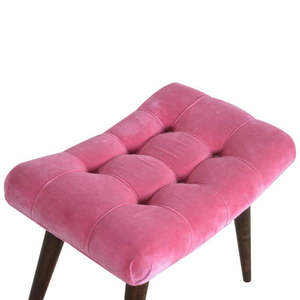 Pink Cotton Velvet Curved Bench for wholesale