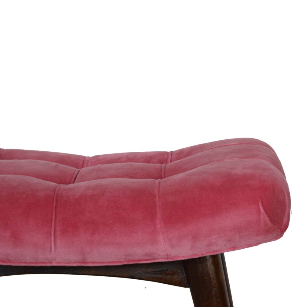 Pink Cotton Velvet Curved Bench dropshipping