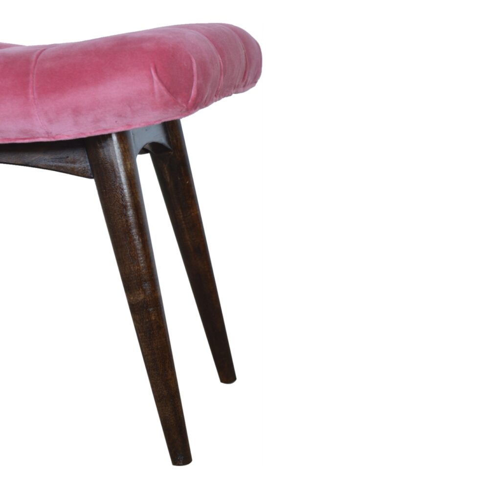 Pink Cotton Velvet Curved Bench for resell