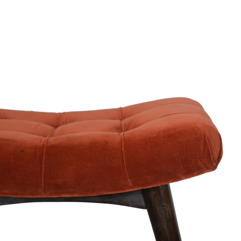 Brick Red Cotton Velvet Curved Bench for reselling