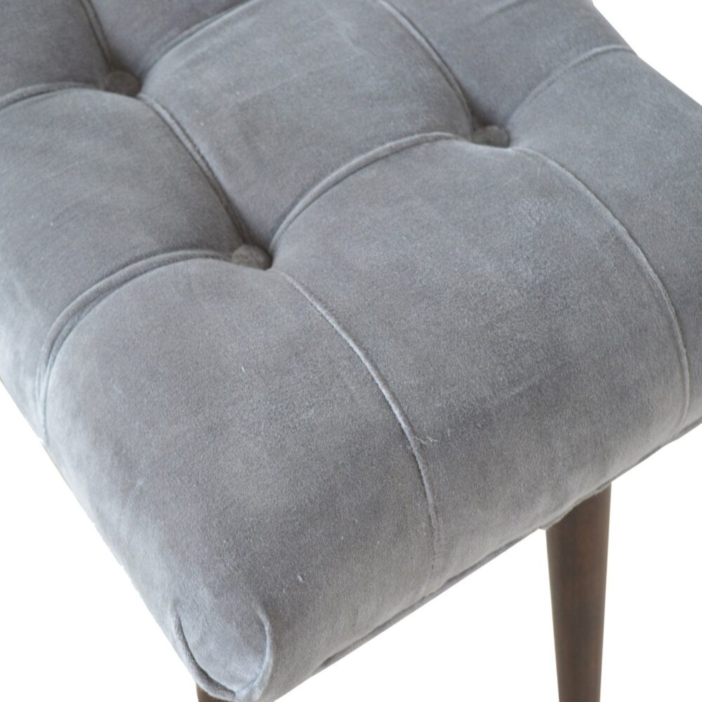 Grey Cotton Velvet Curved Bench dropshipping