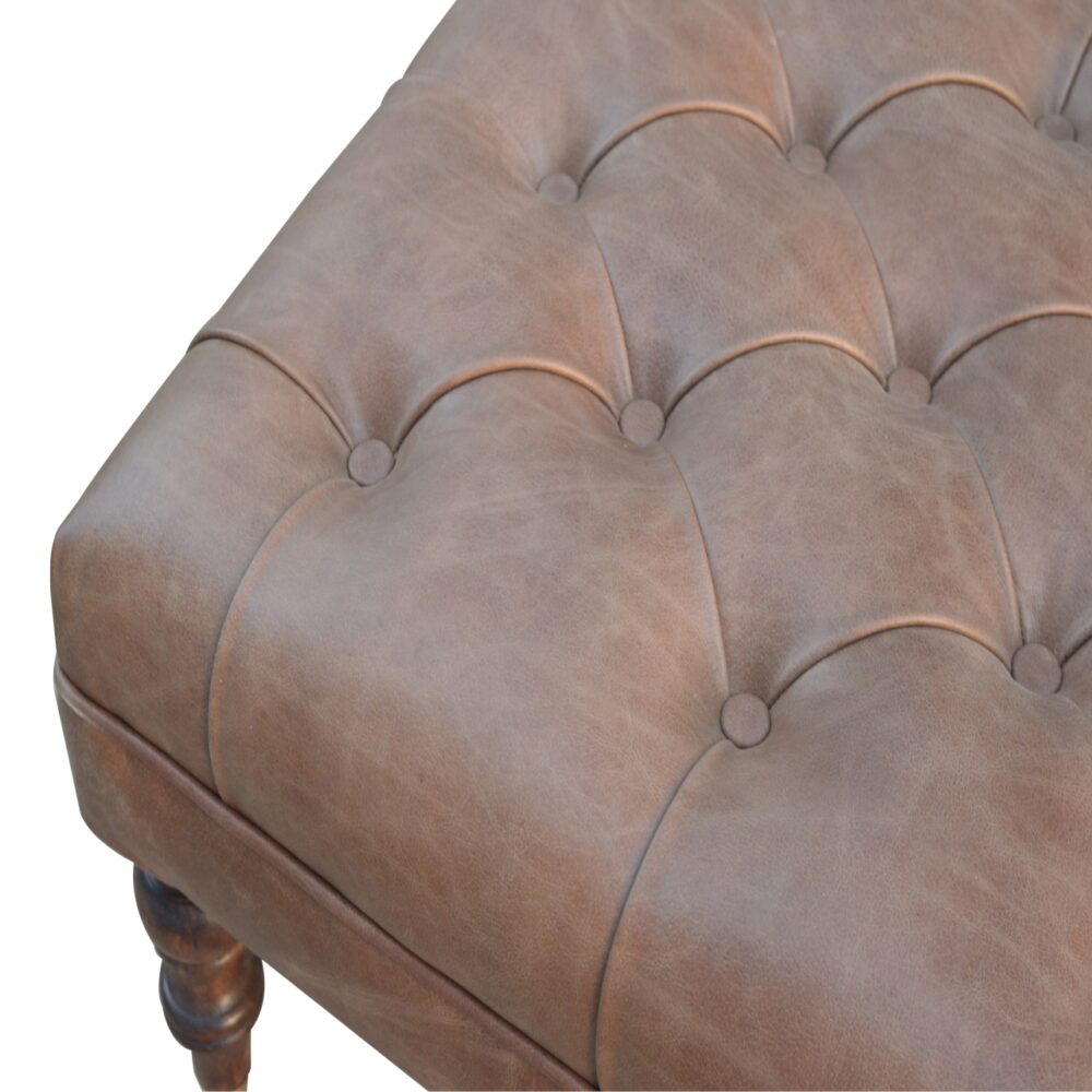 Buffalo Leather Ottoman with Castor Legs for wholesale