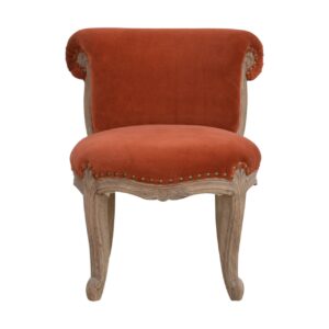 Brick Red Velvet Studded Chair for resale