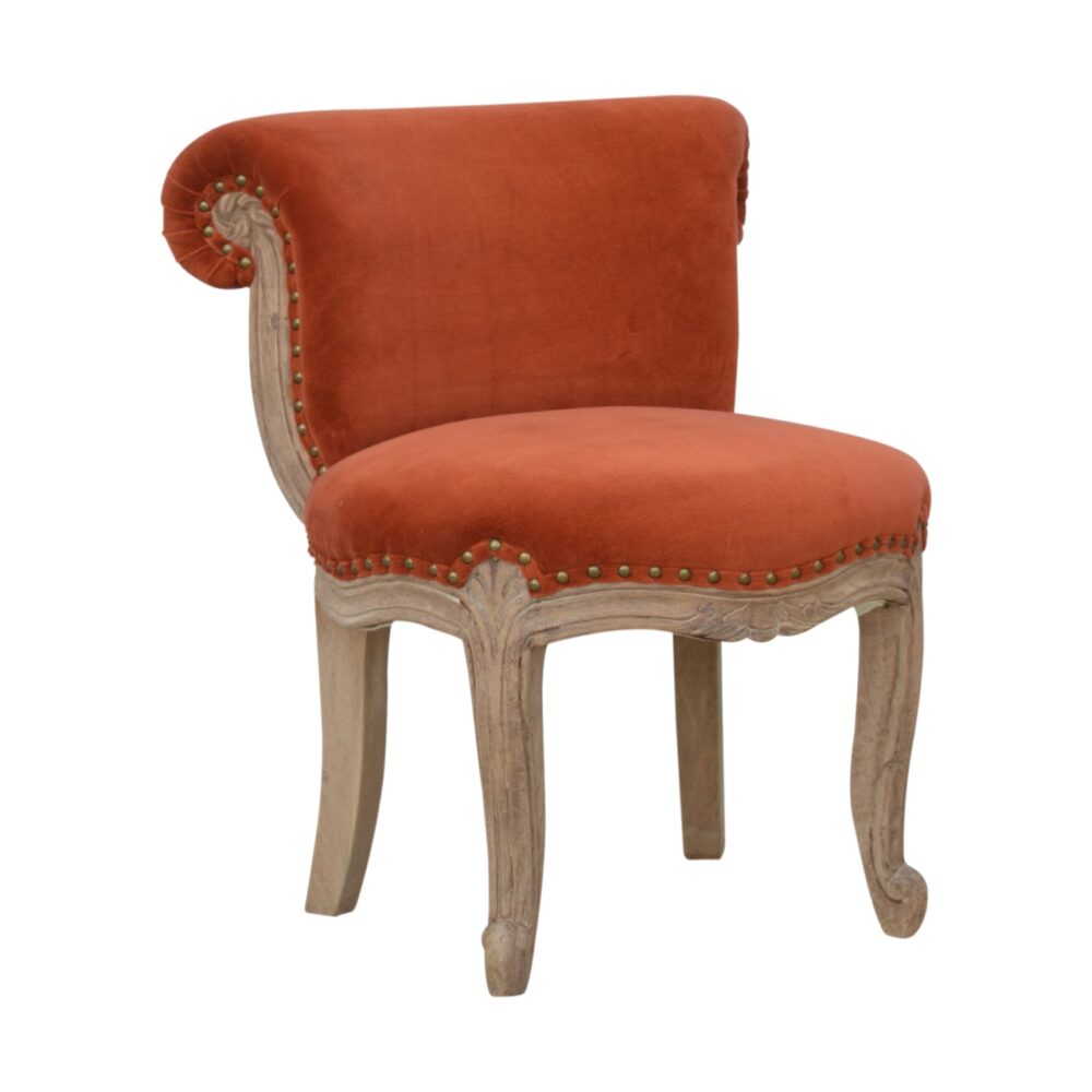 wholesale Brick Red Velvet Studded Chair for resale