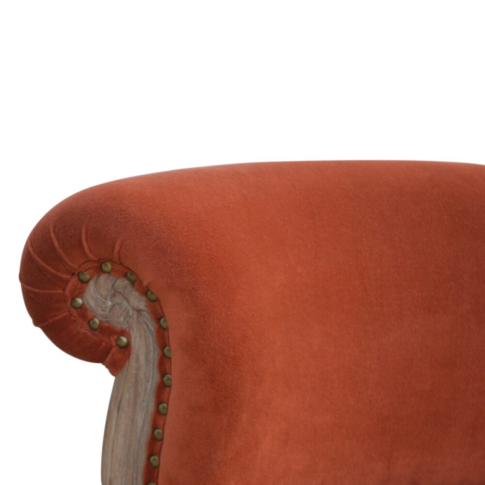Brick Red Velvet Studded Chair dropshipping