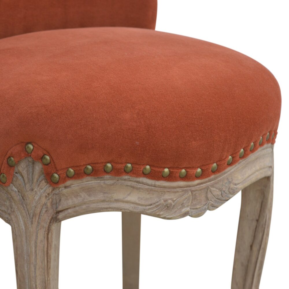 Brick Red Velvet Studded Chair for resell