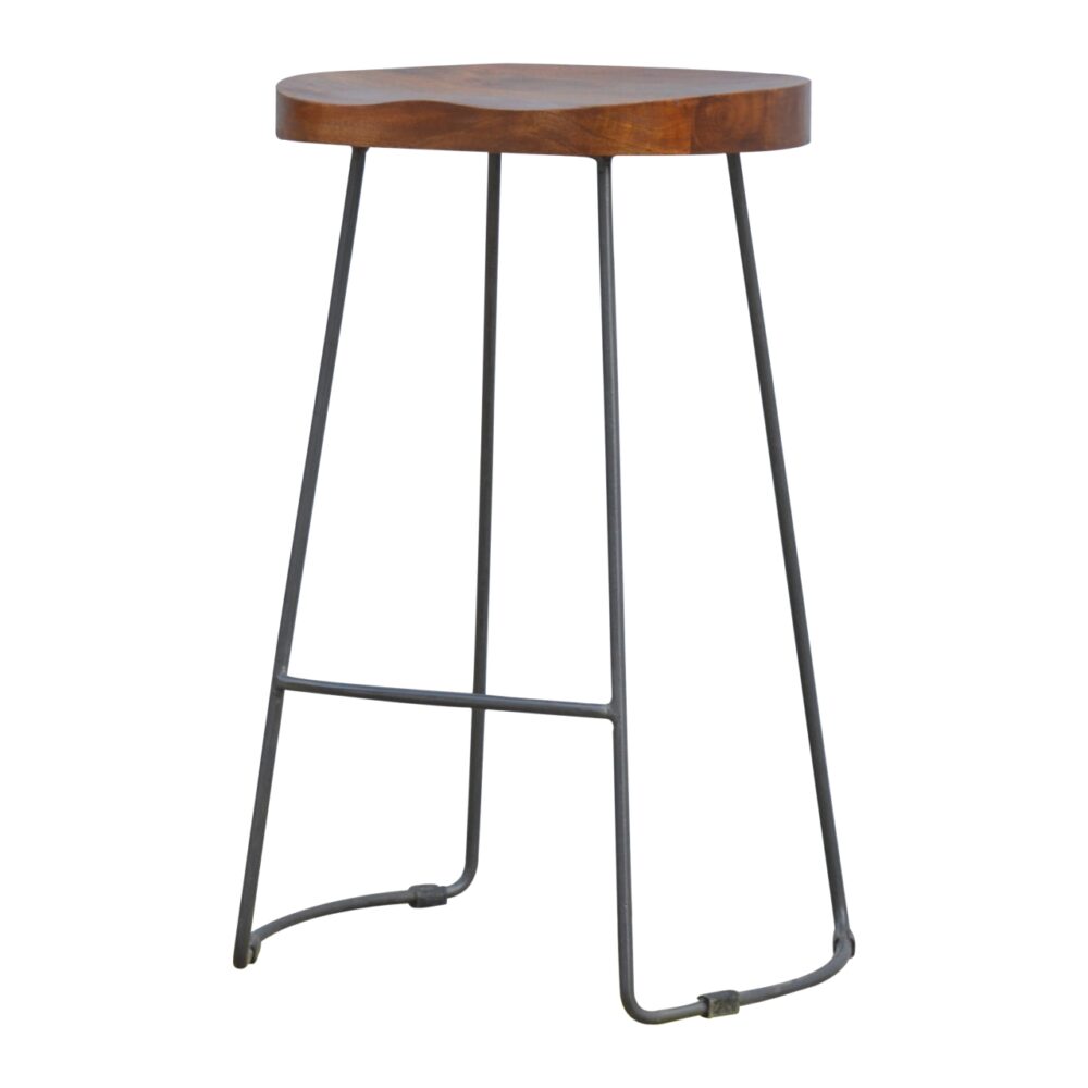 wholesale Industrial Bar Stool with Chunky Wood Seat for resale