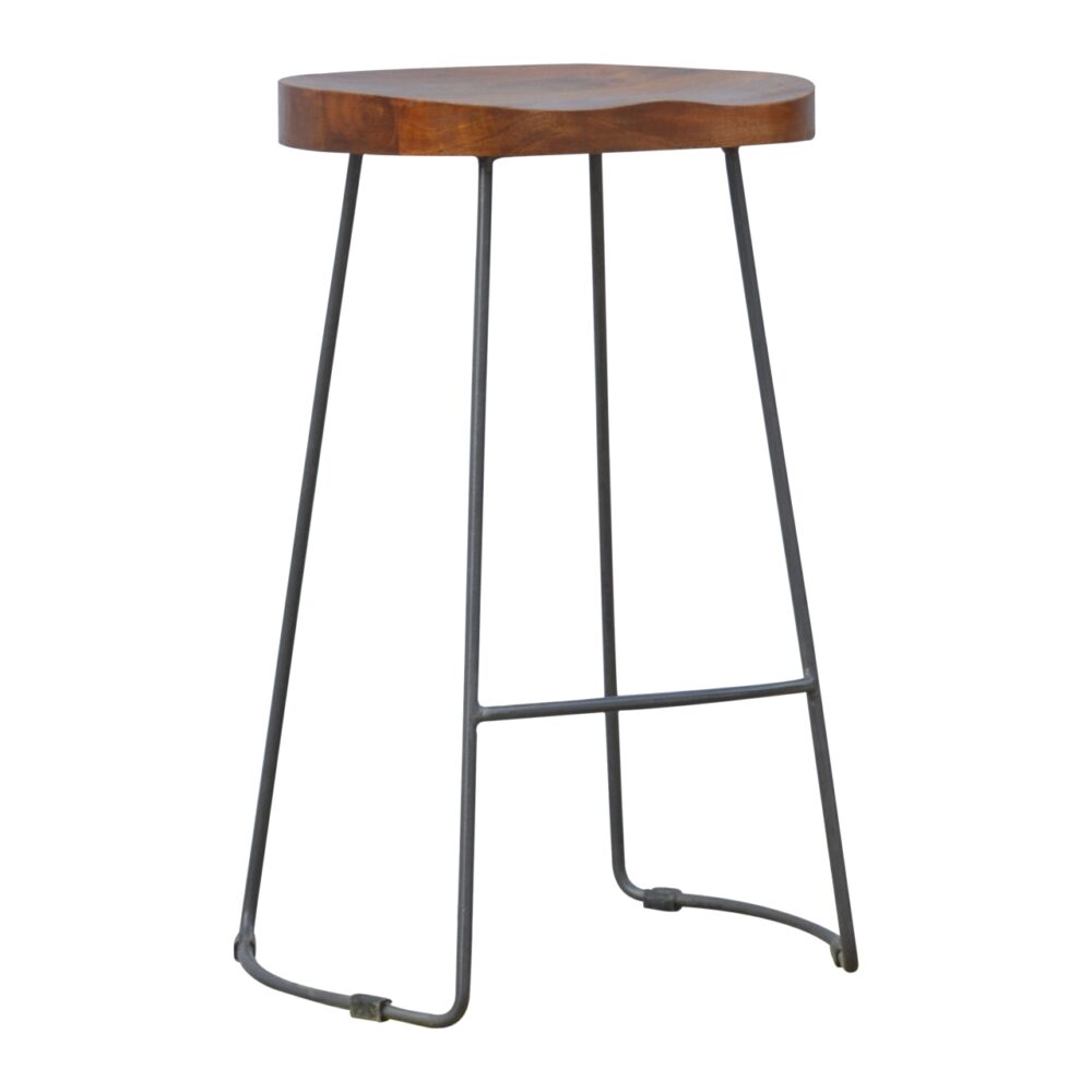 Industrial Bar Stool with Chunky Wood Seat dropshipping