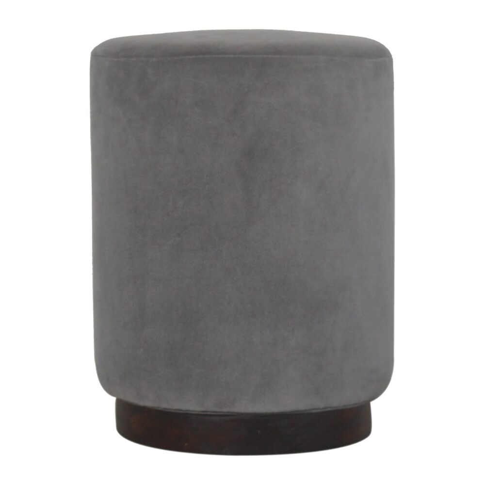 Grey Velvet Footstool with Wooden Base wholesalers