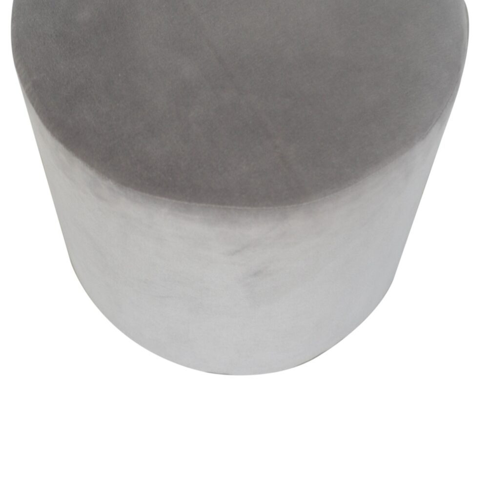 Grey Velvet Footstool with Wooden Base dropshipping