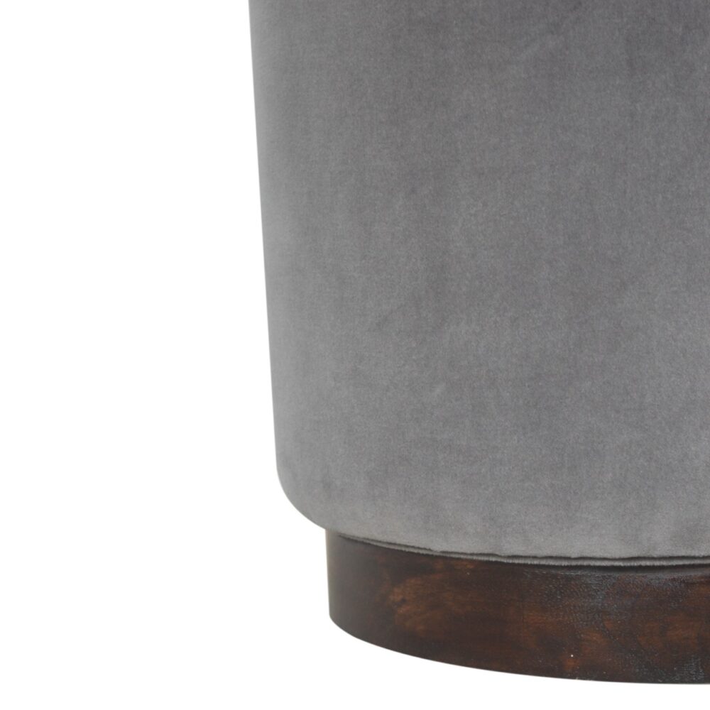 wholesale Grey Velvet Footstool with Wooden Base for resale