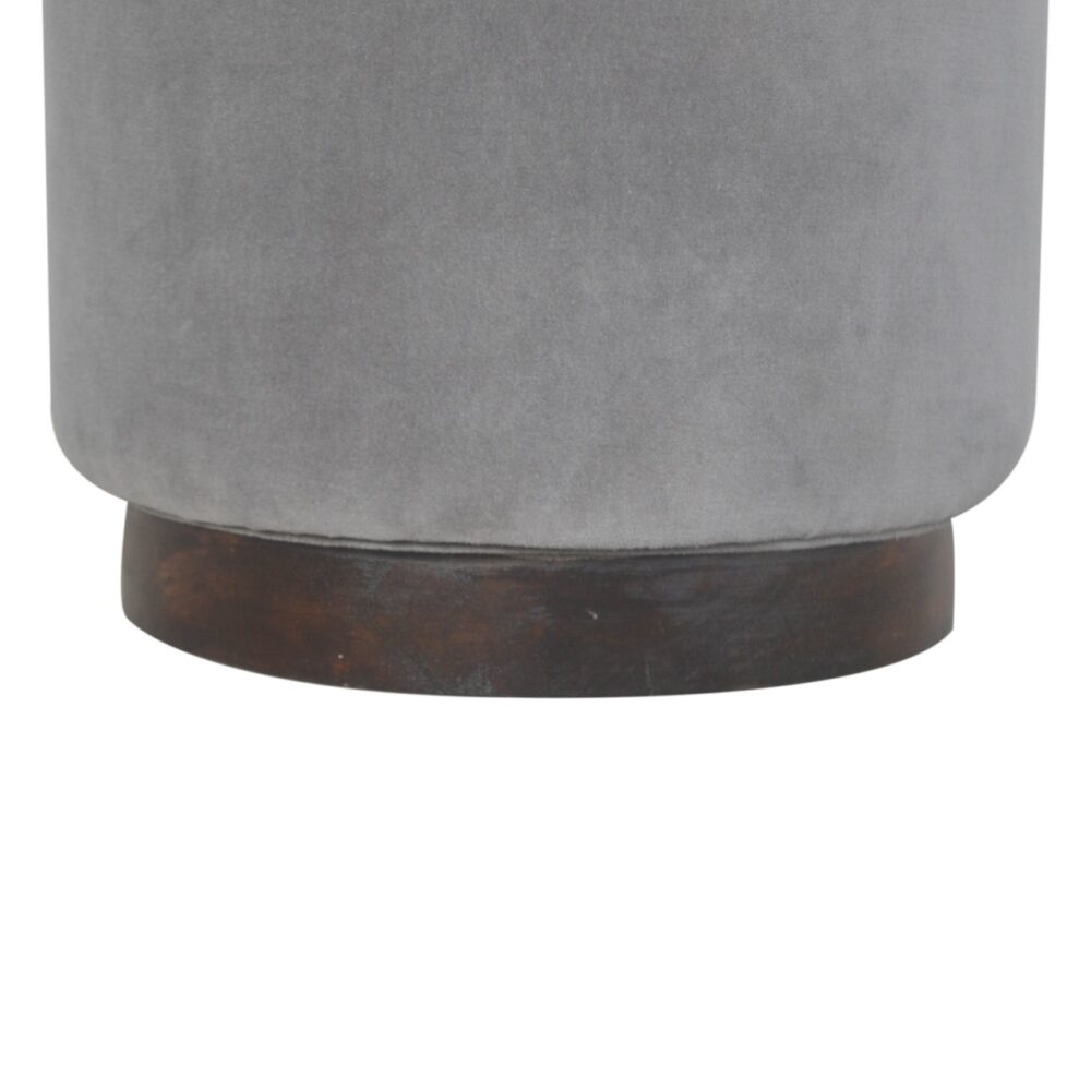 Grey Velvet Footstool with Wooden Base for resell