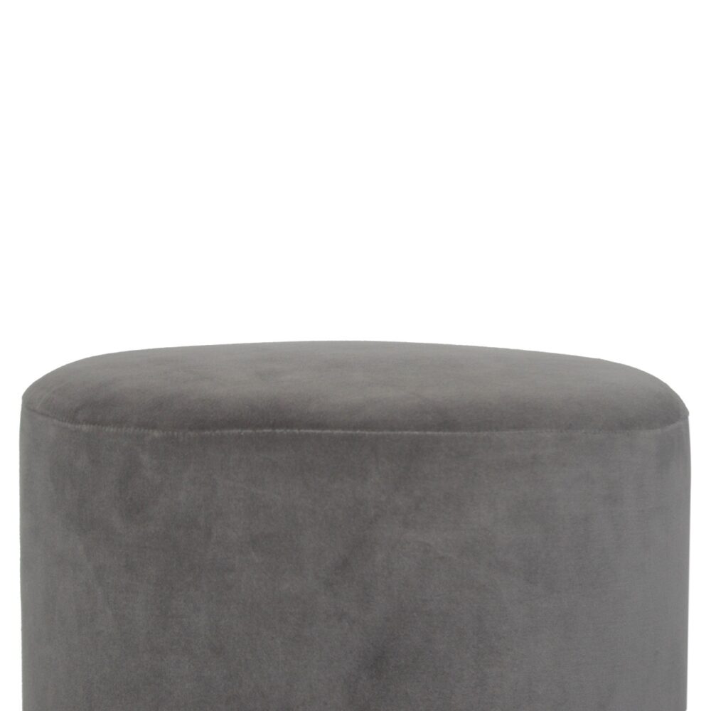 Grey Velvet Footstool with Wooden Base for reselling