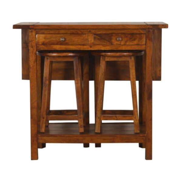 Chestnut Breakfast Table With 2 Stools for resale